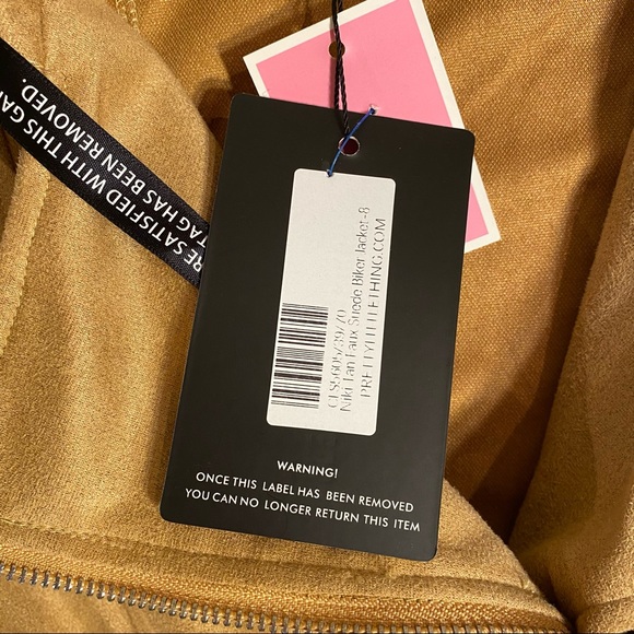 NWT PRETTYLITTLETHINGS CAMEL FAUX LEATHER SUEDE BIKER JACKET Sz XS - Picture 13 of 14